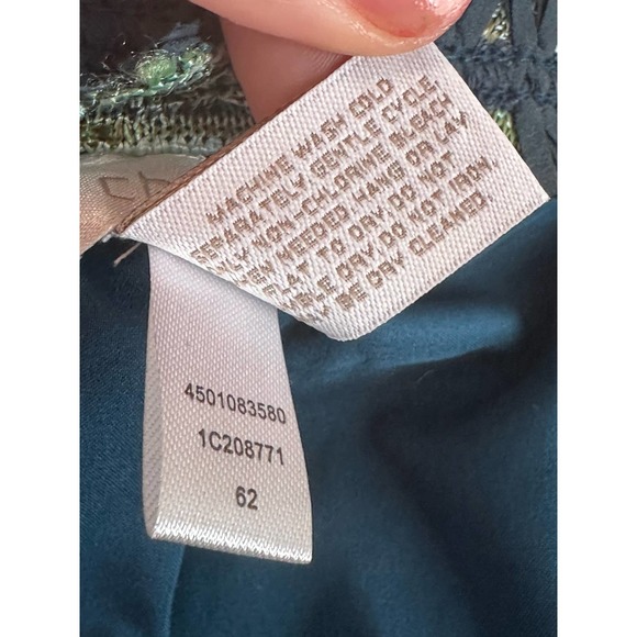 Chico's Green Tweet Open Front Pockets Lined Fringe Trim Blazer Jacket size 1- M - Picture 6 of 9